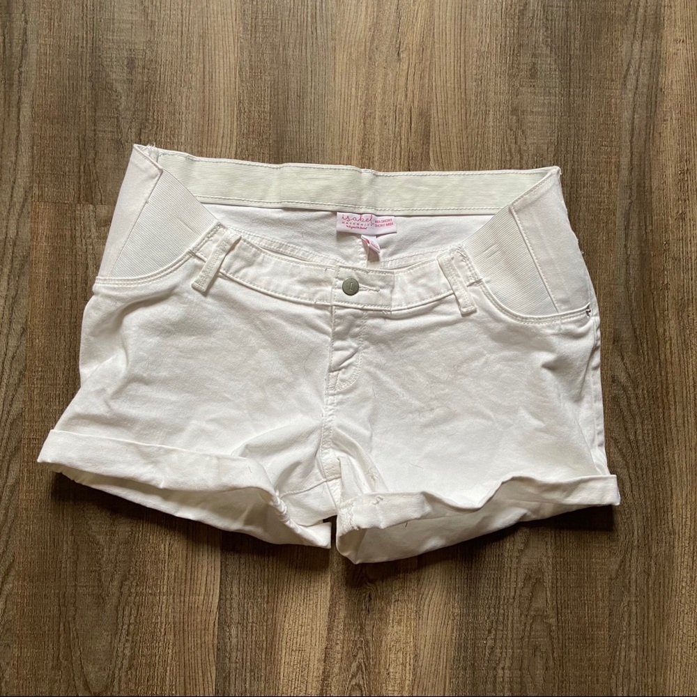 White maternity shorts